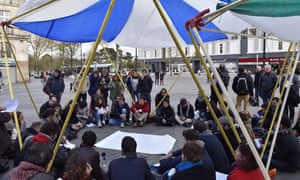 Protesters debate issues such as national security, housing and proposed changes to French labour law.