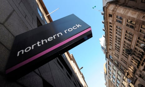 A sign for building society Northern Rock on the wall of a branch in the City of London