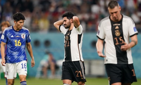 Ilkay Gündogan and Niklas Süle look crestfallen during Germany’s 2-1 defeat by Japan