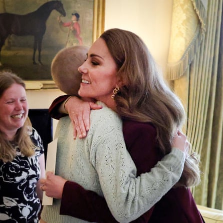 The Princess of Wales hugs Liz Hatton at Windsor Castle