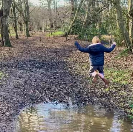 Hannah enjoying the mud in Epping Forest.