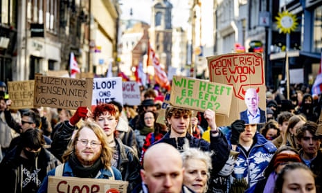 The ‘March Against Vacancy’ protest in Amsterdam late last month.
