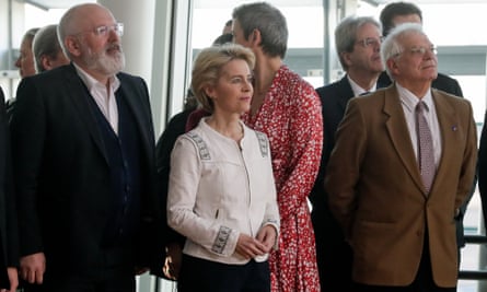 Borrell (right) with the European commission president, Ursula von der Leyen, at the new commission’s first meeting last week