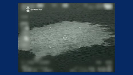 Aerial footage of leak in Danish waters from Nord Stream 1 pipeline – video