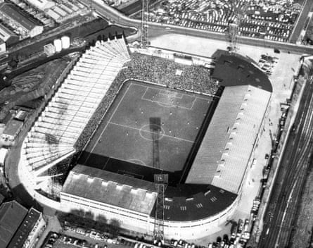 Aerial view of Old Trafford, home to Manchester United in 1966.