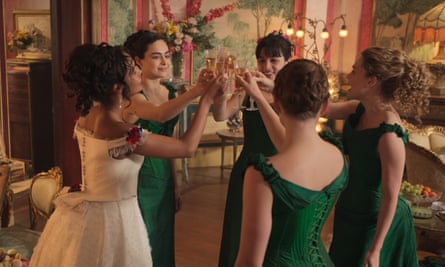 Kristine Frøseth, Alisha Boe, Josie Totah, Aubri Ibrag and Imogen Waterhouse in The Buccaneers.