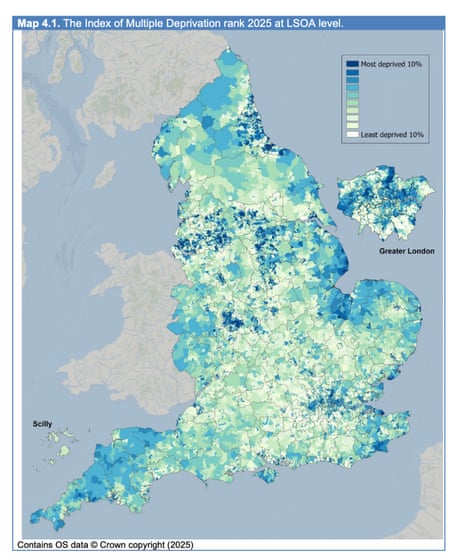 Map of deprivation in England