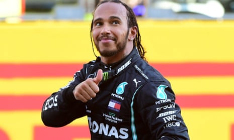 Lewis Hamilton looks delighted after his win.