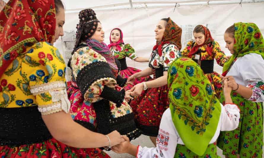 Andreea Avram (second from left) in her bridal costume