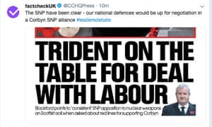 A tweet from the Conservative party press account, relabelled as factcheckUK