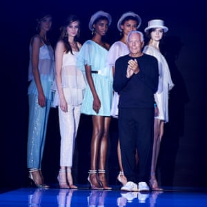 Giorgio Armani takes to the stage after the fashion house Emporio Armani
