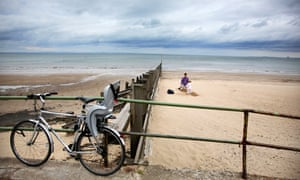 A view down to the sand on Portobello Beach in the south east of Edinburgh, Scotland