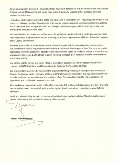 Healey's resignation letter - page 2