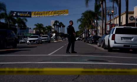 Ten Killed In Mass Shooting At Lunar New Year Festival In California<br>MONTEREY PARK, CA - JANUARY 22: A member of law enforcement near the site of a deadly shooting on January 22, 2023 in Monterey Park, California. 10 people were killed and 10 more were injured at a dance studio in Monterey Park near a Lunar New Year celebration on Saturday night. (Photo by Eric Thayer/Getty Images