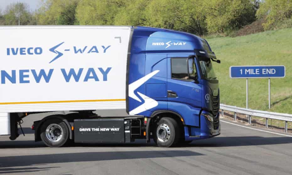 The Iveco electric truck on a test drive.