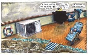 Martin Rowson cartoon 21.10.21: Johnson and business types on winter cruise