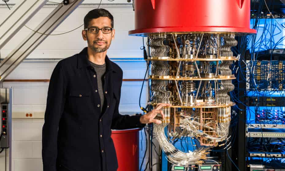 Alphabet chief exec Sundar Pichai with one of Google’s quantum computers.
