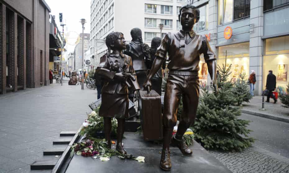A commemorative memorial statue to the Kindertransport near Friedrichstrasse train station in central Berlin, Germany