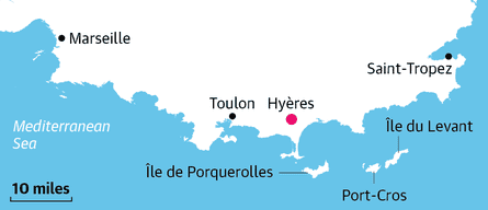 A map of the coast of Provence showing Île du Levant