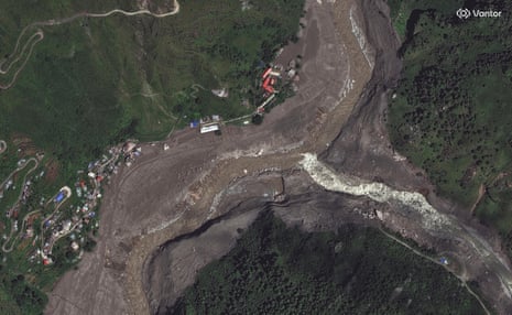 This satellite image provided by Vantor shows destruction at Syapru Besi, Nepal on Thursday