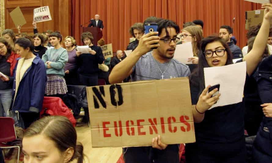 Students in Vermont turn their backs to Charles Murray during a lecture in March last year.