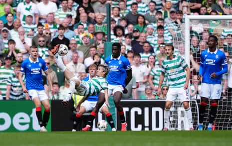 Celtic's Daizen Maeda scores their side's third goal of the game.