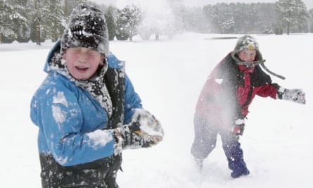 Children having a snowball fight