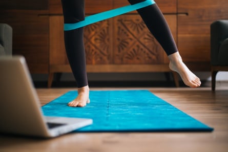 ‘Going barefoot is more challenging and you will activate more muscles.’ (Posed by model.)