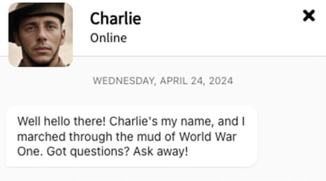 A screenshot of the chatbot