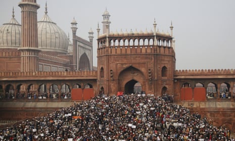 Protesters against the Citizenship Amendment Act after Friday prayers outside the Jama Masjid in New Delhi.