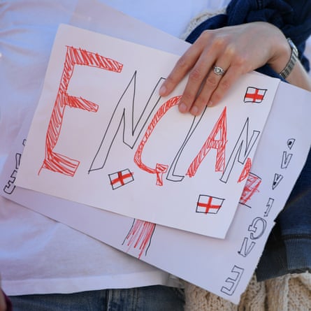 A fan holds a sign of support for England prior to the UEFA Women’s Euro 2022 Quarter Final match between England and Spain.