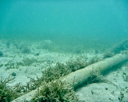 Stock image of Underwater Cable On Sea Floor.