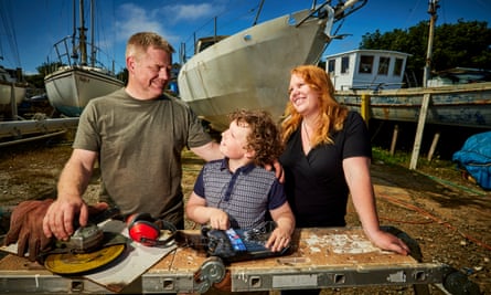 Ship shapers: Andy, Melissa and Jack Turner-Bennington working on their boat in Holyhead.