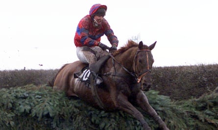 Red Marauder clears Becher’s Brook on the second circuit during the 2001 Grand National