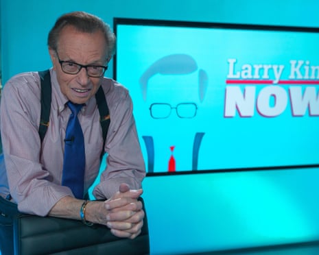Larry King, on the set of his show on Russia Today.