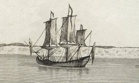 Lieutenant Piercy Brett's sketch of HMS Wager, off Cape Virgin Mary, 1741