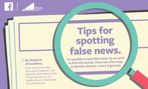 Facebook’s checklist for identifying ‘false news’.