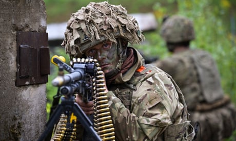 British soldier with assault weapon