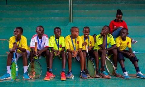 Players from the under-12s Uganda national team  at the Lugogo tennis complex in Kampala
