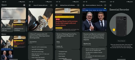 Screenshots of Nothing’s AI-powered Essential Space app.