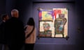 Christie's press preview of 20/21 century evening sale in New York<br>epa11316825 People view 'The Italian Version of Popeye has no Pork in his Diet' by Jean-Michel Basquiat, part of the Spring 20/21 Marquee Week preview at Christie's auction house in New York, New York, USA, 03 May 2024. EPA/SARAH YENESEL