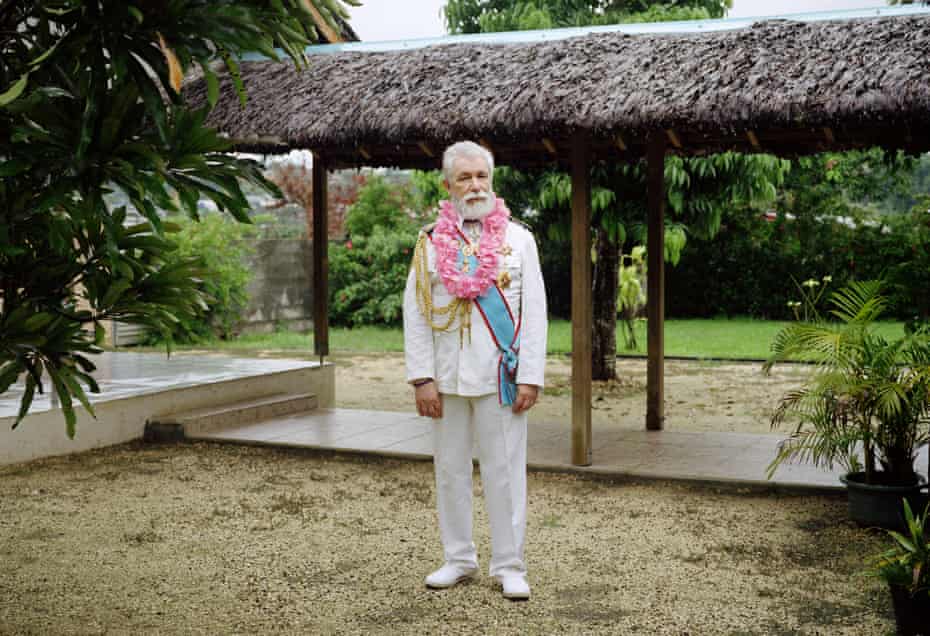 Claude-Philippe Berger, self-styled king of Maison Royale de Tanna, photographed in the garden of his hotel in Port Vila, Efate