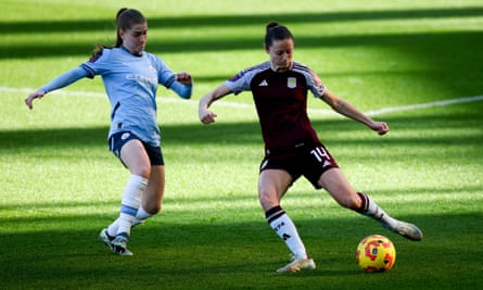 Aston Villa defender Danielle Turner on the ball during defeat by Manchester City