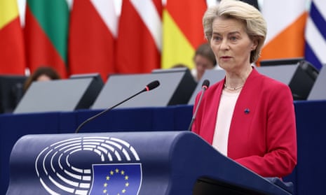 President of the European Commission Ursula von der Leyen speaks during a debate on urgent decisive steps and unwavering support for Ukraine, as part of a plenary session at the European Parliament, in Strasbourg.