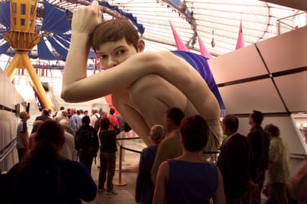 Boy by Ron Mueck on display inside the dome.