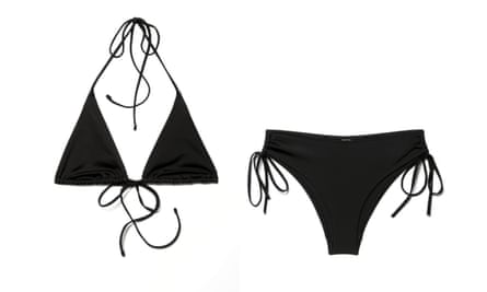 Weekday Strappy triangle bikini top and bottoms in black