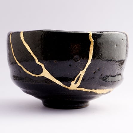 Embracing imperfection … A broken Japanese raku black bowl repaired using kintsugi