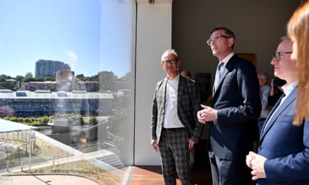 AGNSW director Michael Brand and former NSW premier Dominic Perrottet at Sydney Modern