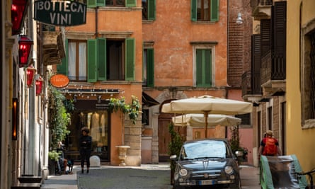 Take it easy: one of Verona’s many restaurants tucked down a quiet street.