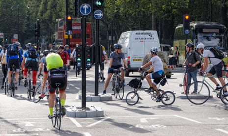 Cyclists on a superhighway in London